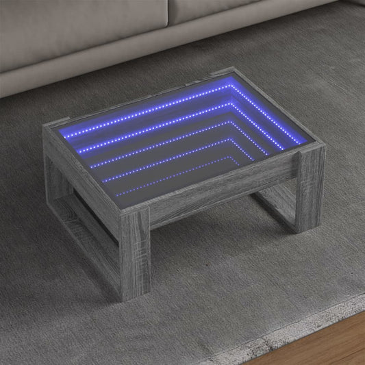 Table basse avec LED infini sonoma gris 70x53x30 cm