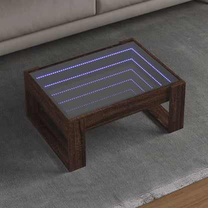 Table basse avec LED infini chêne marron 70x53x30 cm