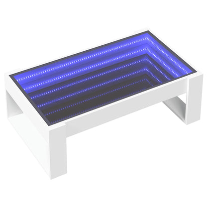 Table basse avec LED infini blanc 90x53x30 cm