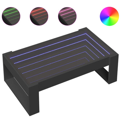 Table basse avec LED infini noir 90x53x30 cm