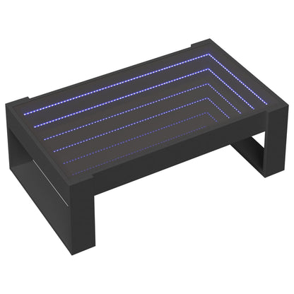 Table basse avec LED infini noir 90x53x30 cm