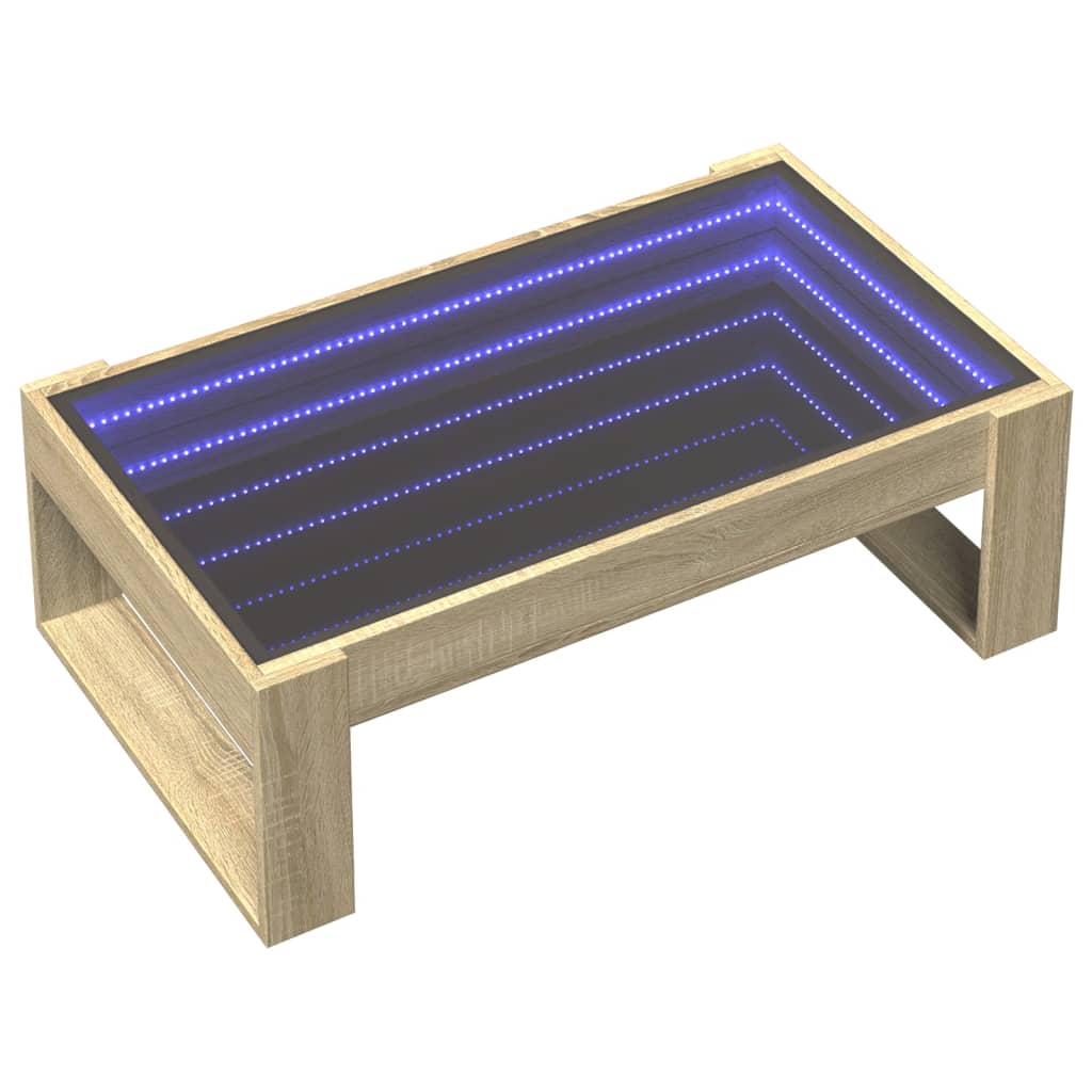 Table basse avec LED infini chêne sonoma 90x53x30 cm