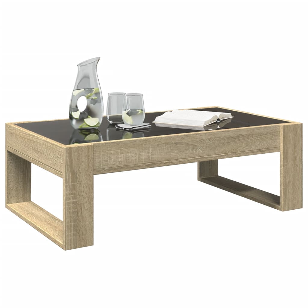 Table basse avec LED infini chêne sonoma 90x53x30 cm