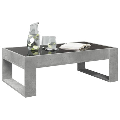 Table basse avec LED infini gris béton 90x53x30 cm