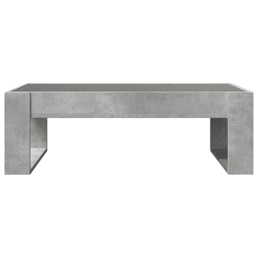 Table basse avec LED infini gris béton 90x53x30 cm