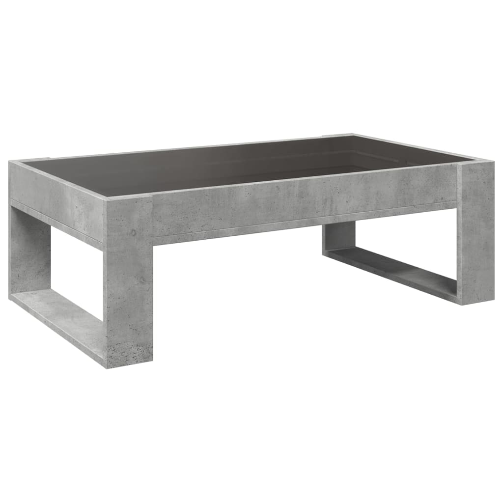 Table basse avec LED infini gris béton 90x53x30 cm