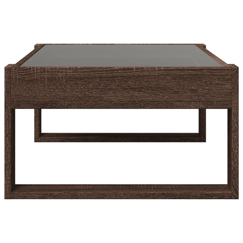 Table basse avec LED infini chêne marron 90x53x30 cm