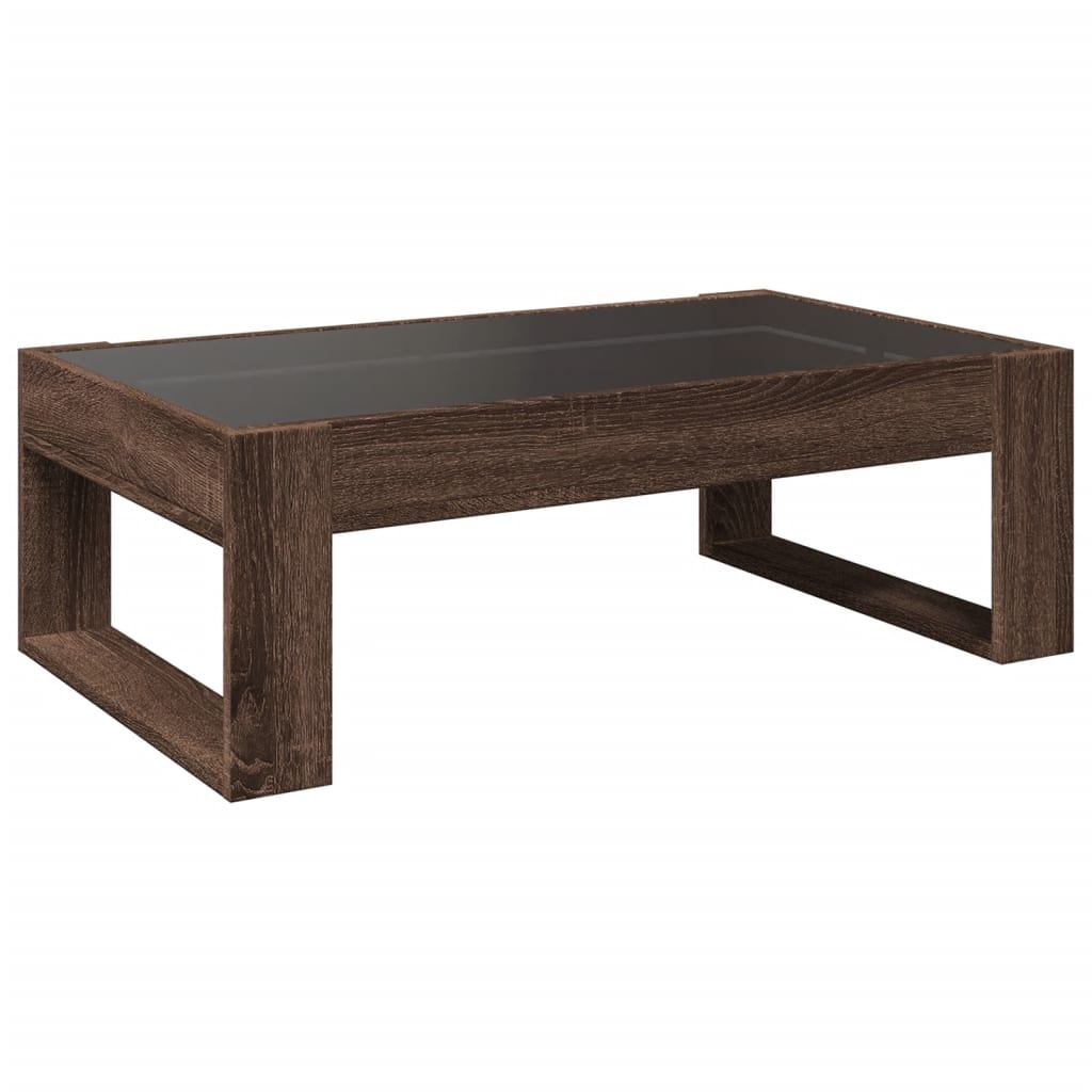 Table basse avec LED infini chêne marron 90x53x30 cm