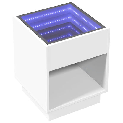 Table basse avec LED infini blanc 40x40x50 cm