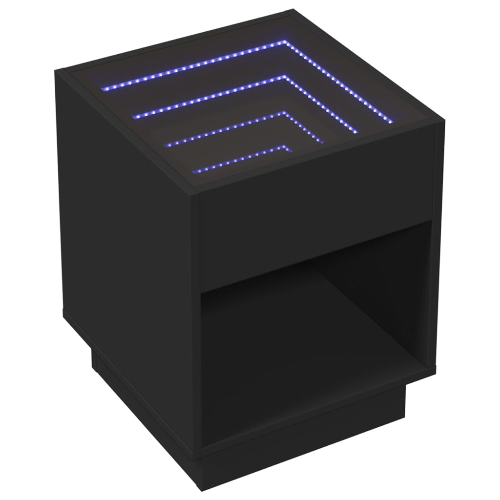 Table basse avec LED infini noir 40x40x50 cm