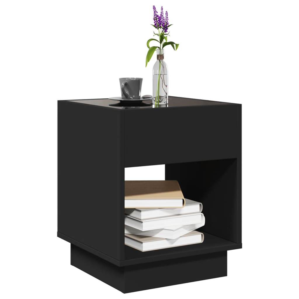 Table basse avec LED infini noir 40x40x50 cm