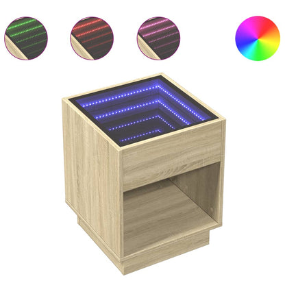 Table basse avec LED infini chêne sonoma 40x40x50 cm