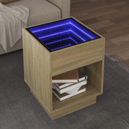 Table basse avec LED infini chêne sonoma 40x40x50 cm