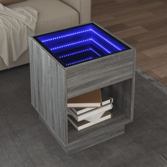 Table basse avec LED infini sonoma gris 40x40x50 cm