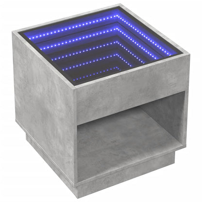 Table basse avec LED infini gris béton 50x50x50 cm