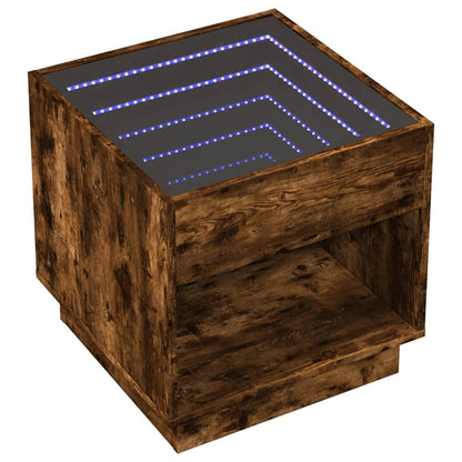 Table basse avec LED Infinity chêne fumé 50x50x50 cm