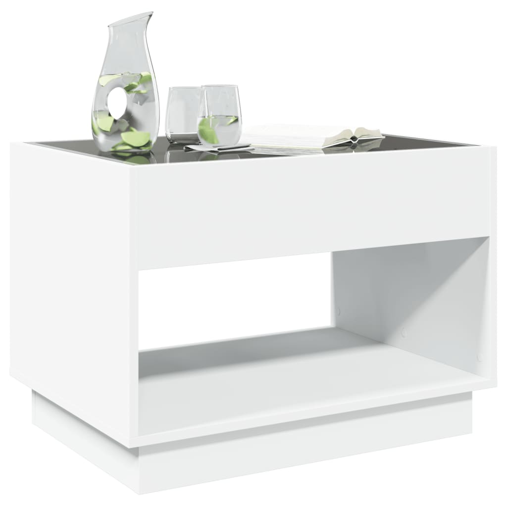 Table basse avec LED infini blanc 70x50x50 cm