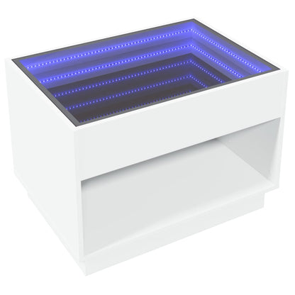 Table basse avec LED infini blanc 70x50x50 cm