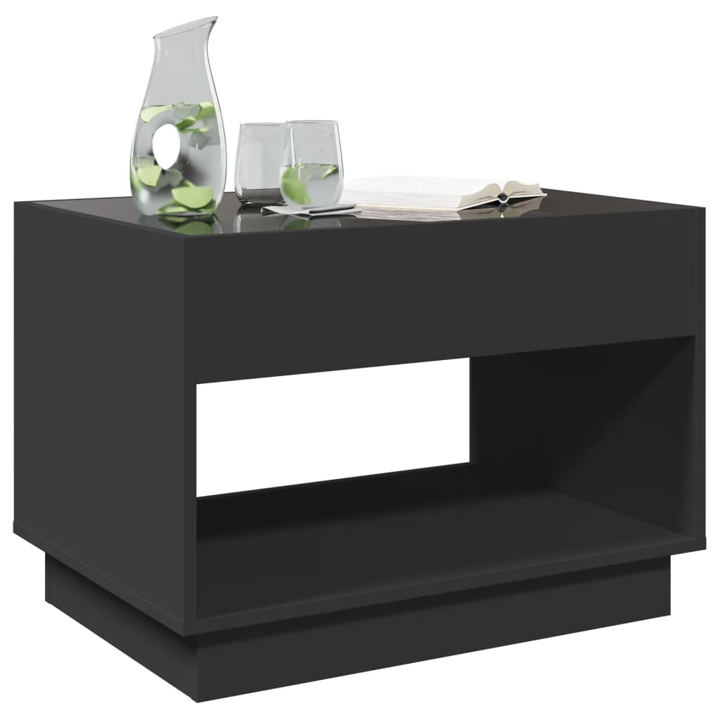 Table basse avec LED infini noir 70x50x50 cm