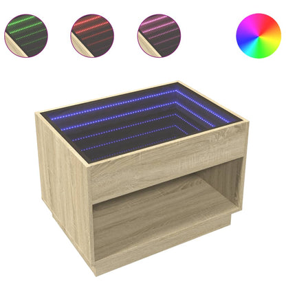 Table basse avec LED infini chêne sonoma 70x50x50 cm