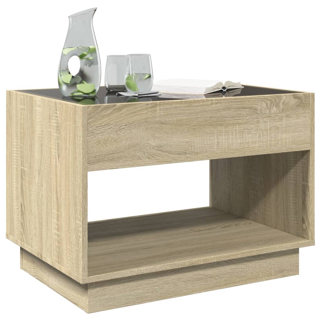 Table basse avec LED infini chêne sonoma 70x50x50 cm