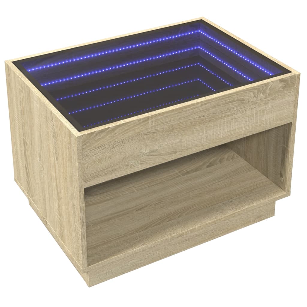 Table basse avec LED infini chêne sonoma 70x50x50 cm