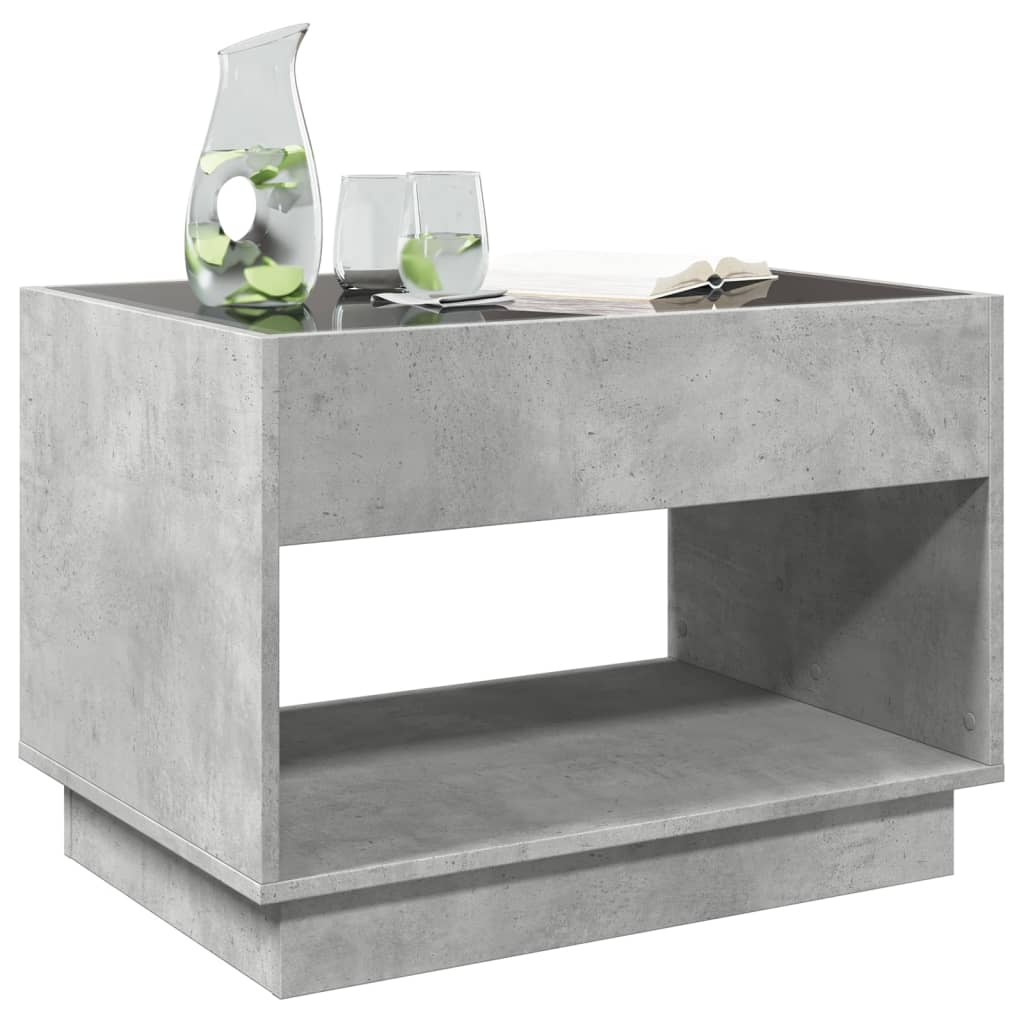 Table basse avec LED infini gris béton 70x50x50 cm