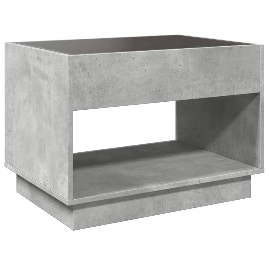 Table basse avec LED infini gris béton 70x50x50 cm