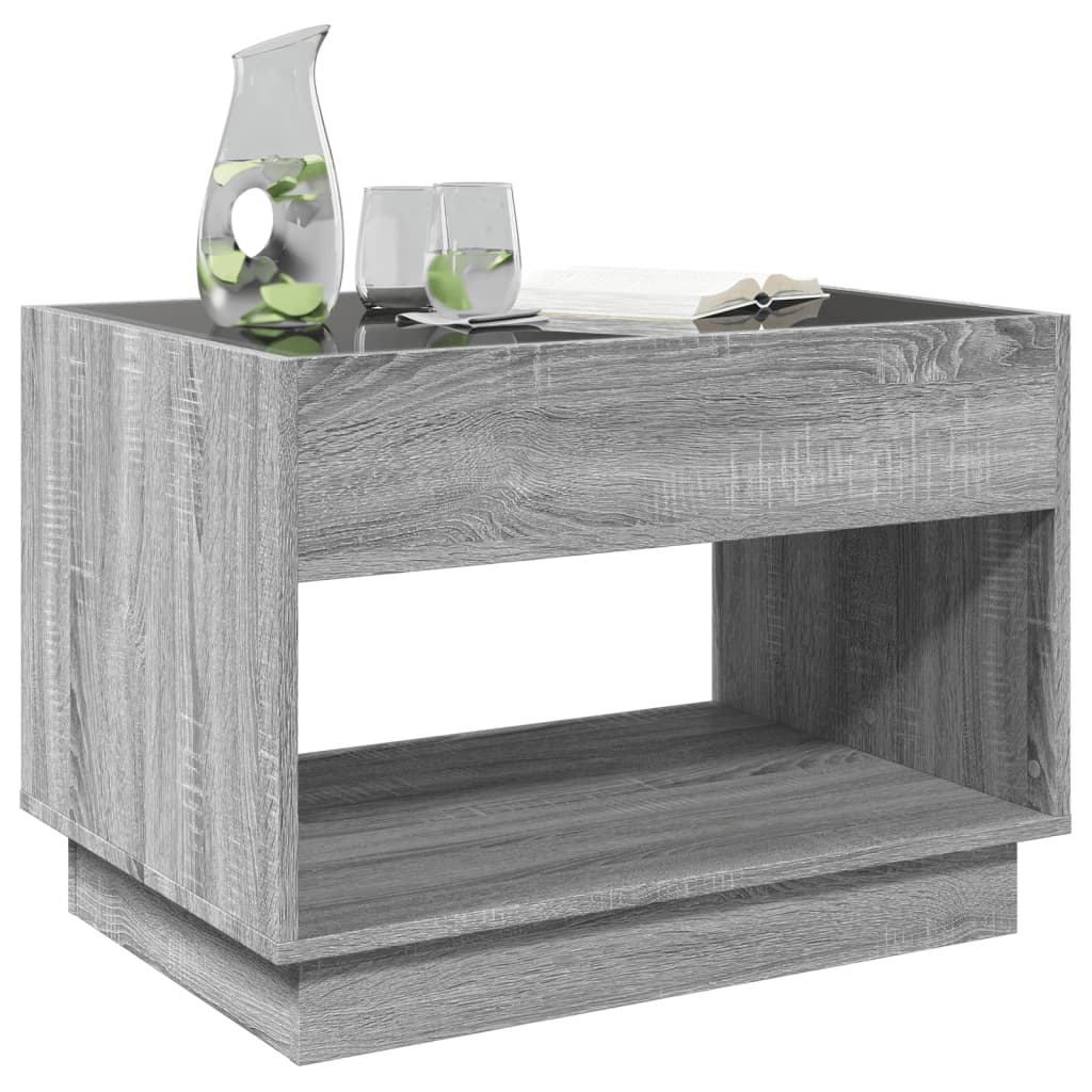 Table basse avec LED infini sonoma gris 70x50x50 cm