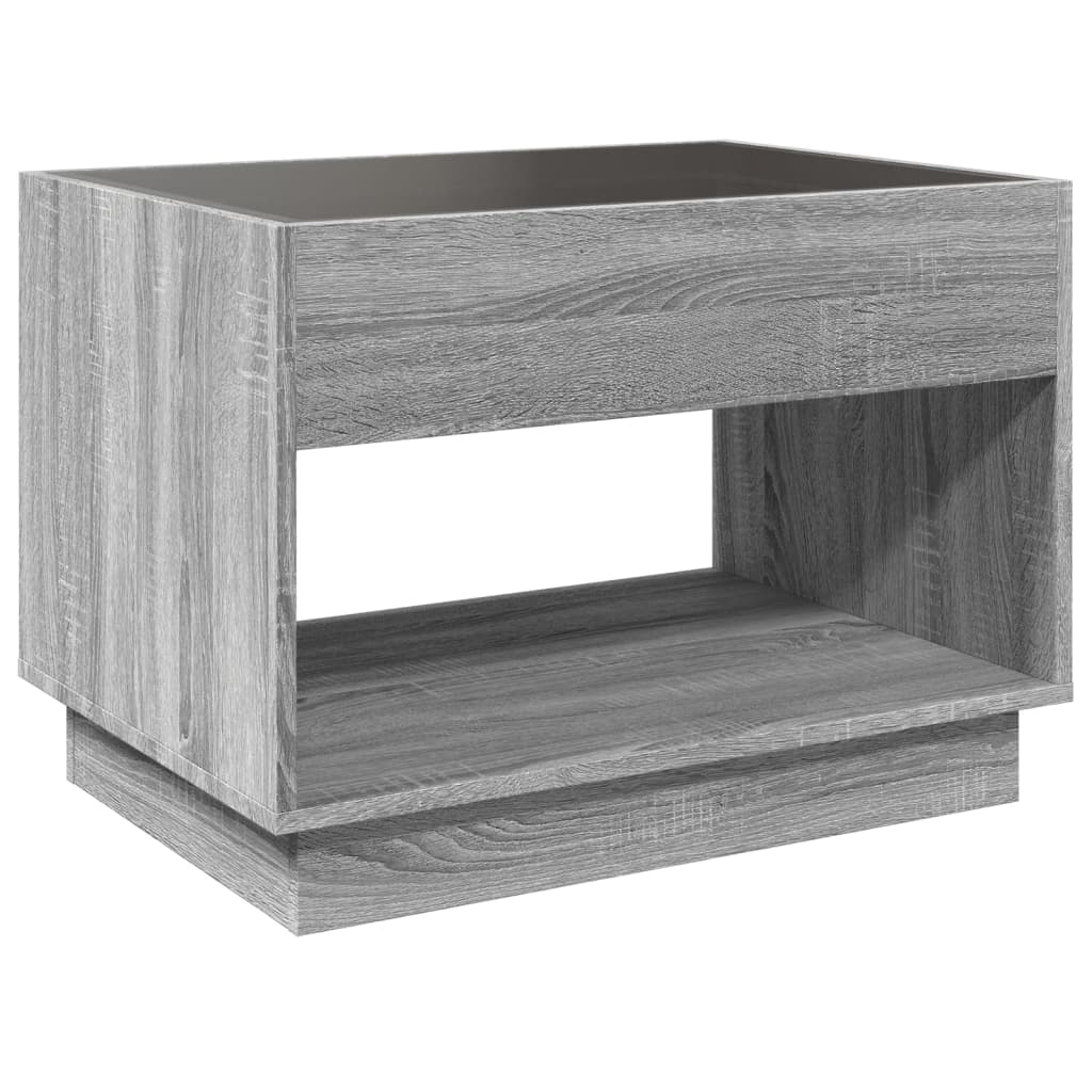 Table basse avec LED infini sonoma gris 70x50x50 cm