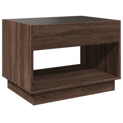 Table basse avec LED infini chêne marron 70x50x50 cm