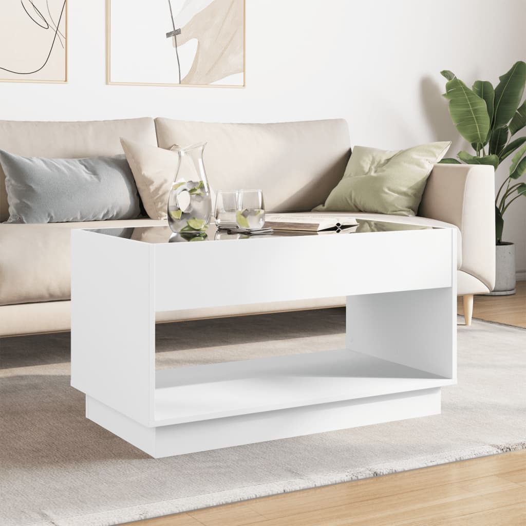 Table basse avec LED infini blanc 90x50x50 cm