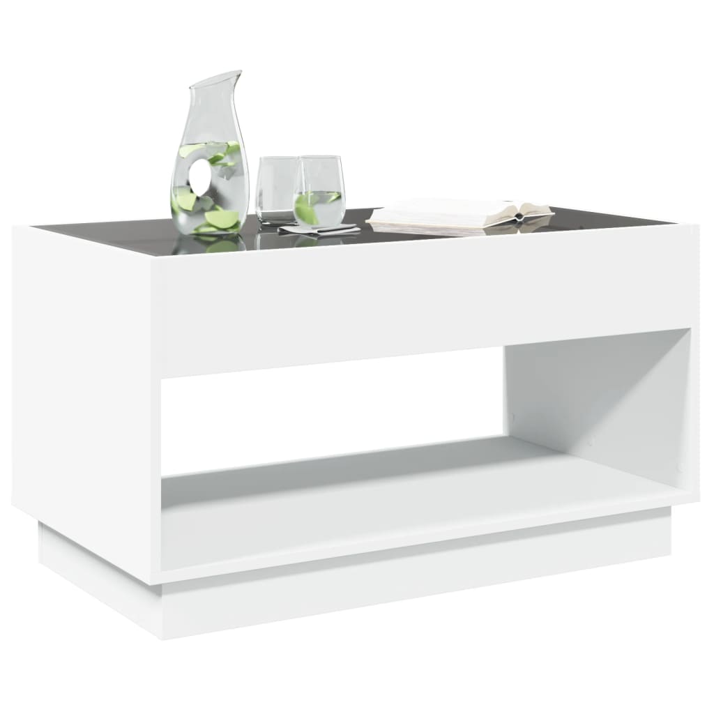 Table basse avec LED infini blanc 90x50x50 cm