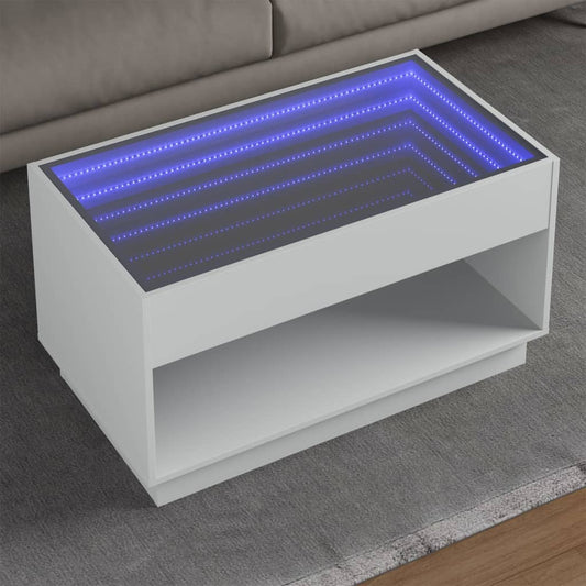 Table basse avec LED infini blanc 90x50x50 cm