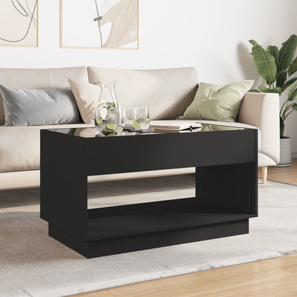 Table basse avec LED infini noir 90x50x50 cm