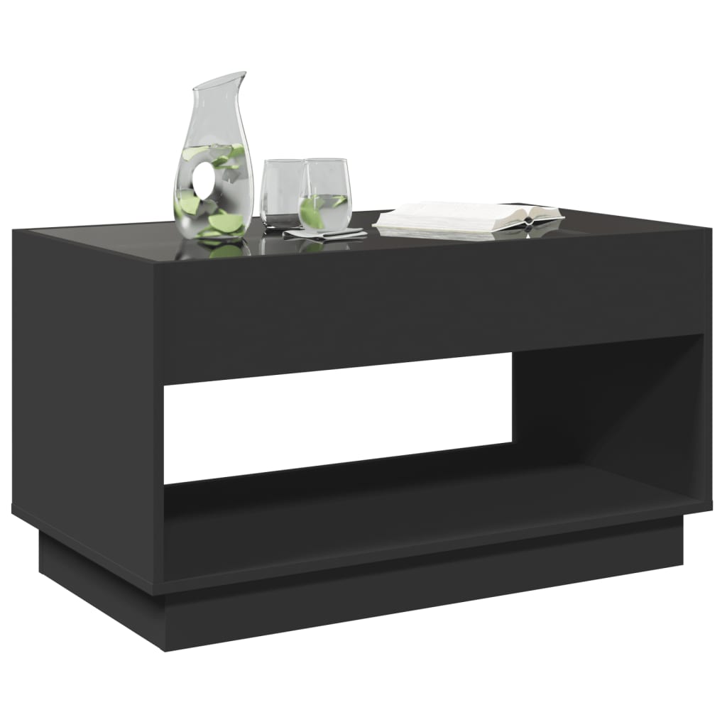 Table basse avec LED infini noir 90x50x50 cm