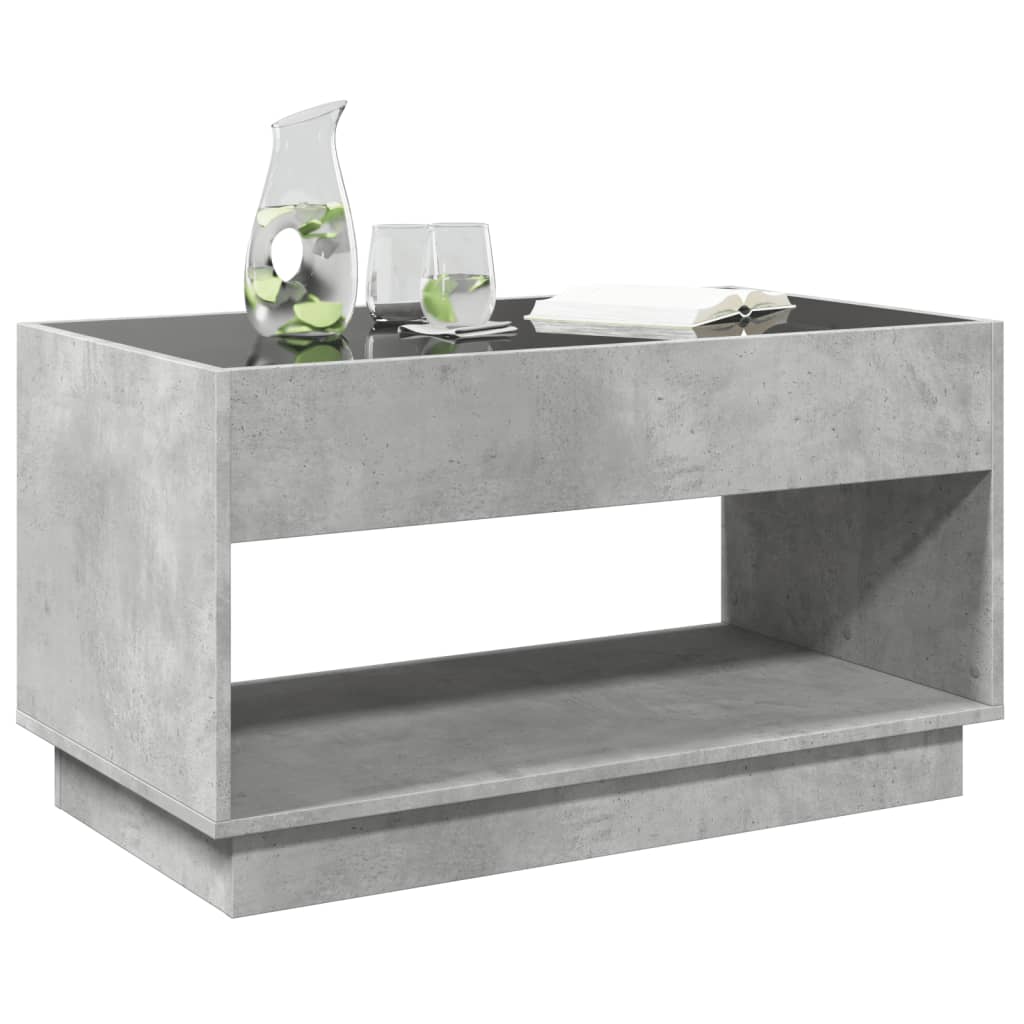 Table basse avec LED infini gris béton 90x50x50 cm