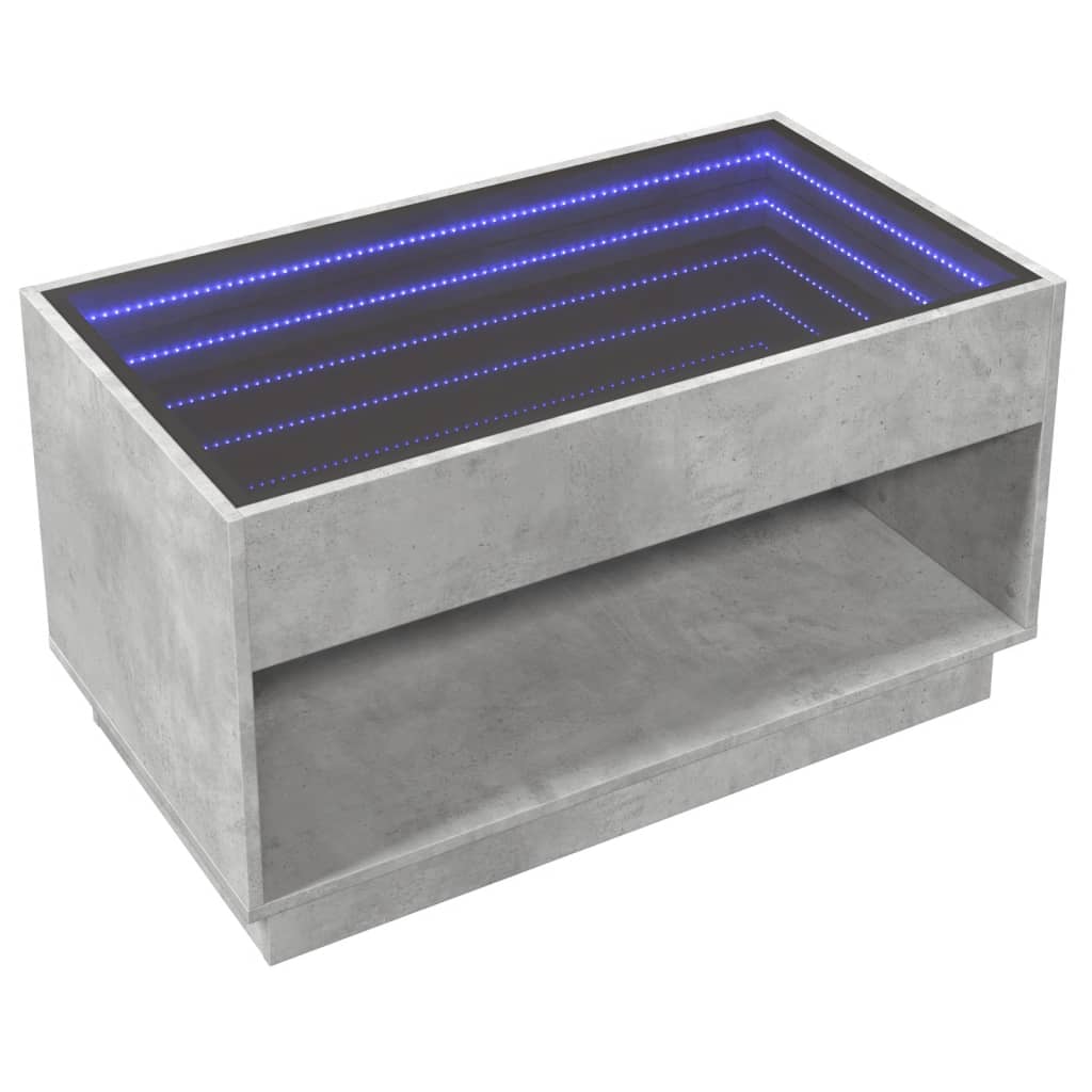 Table basse avec LED infini gris béton 90x50x50 cm