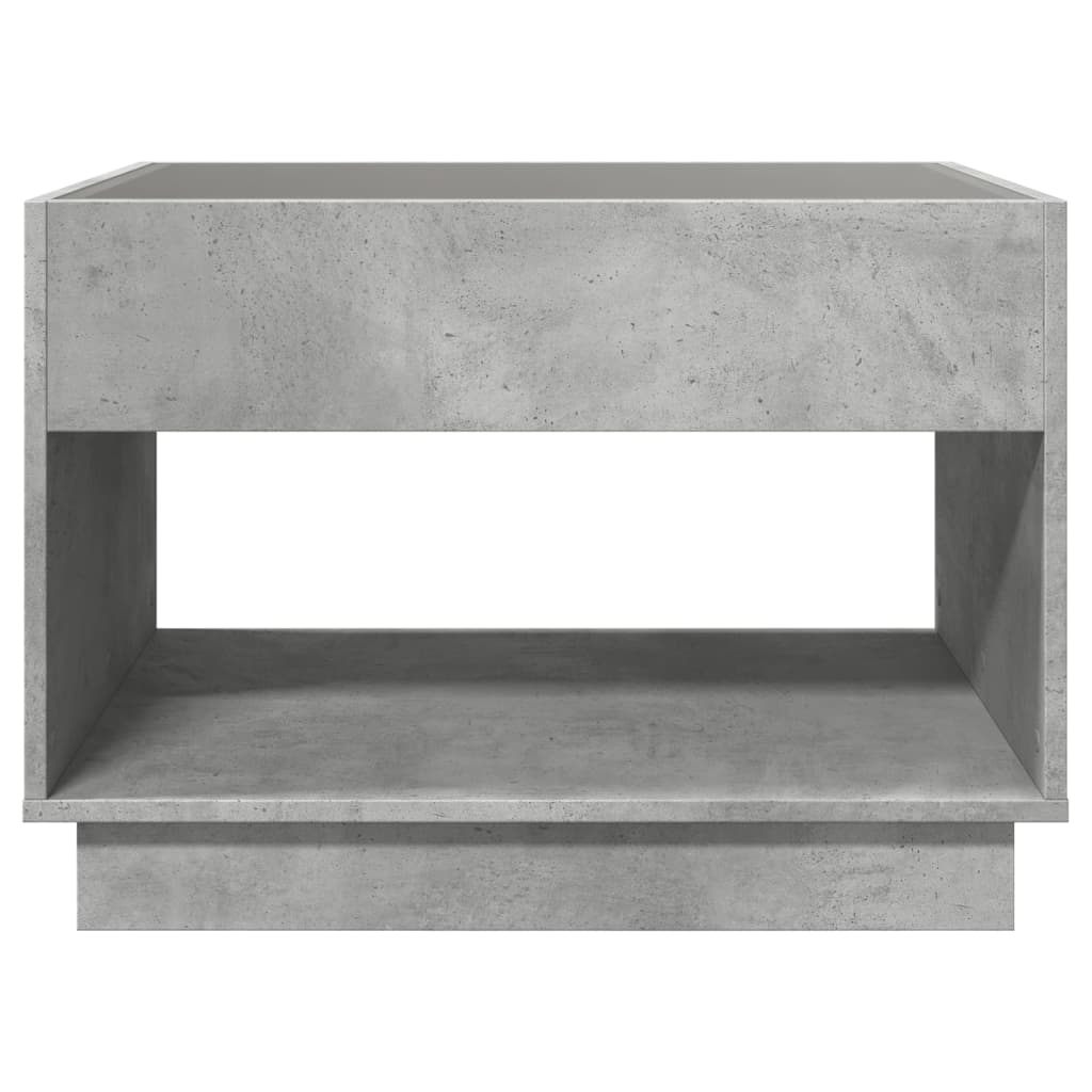 Table basse avec LED infini gris béton 90x50x50 cm