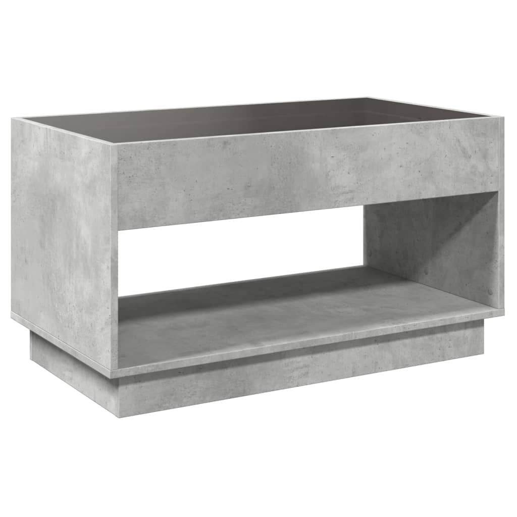 Table basse avec LED infini gris béton 90x50x50 cm