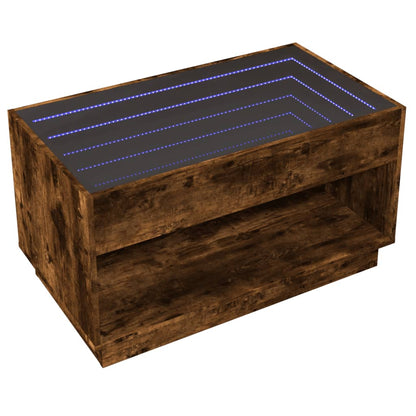 Table basse avec LED infini chêne fumé 90x50x50 cm