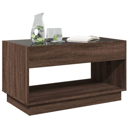 Table basse avec LED infini chêne marron 90x50x50 cm