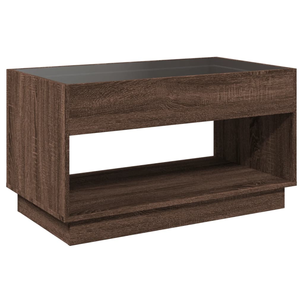 Table basse avec LED infini chêne marron 90x50x50 cm