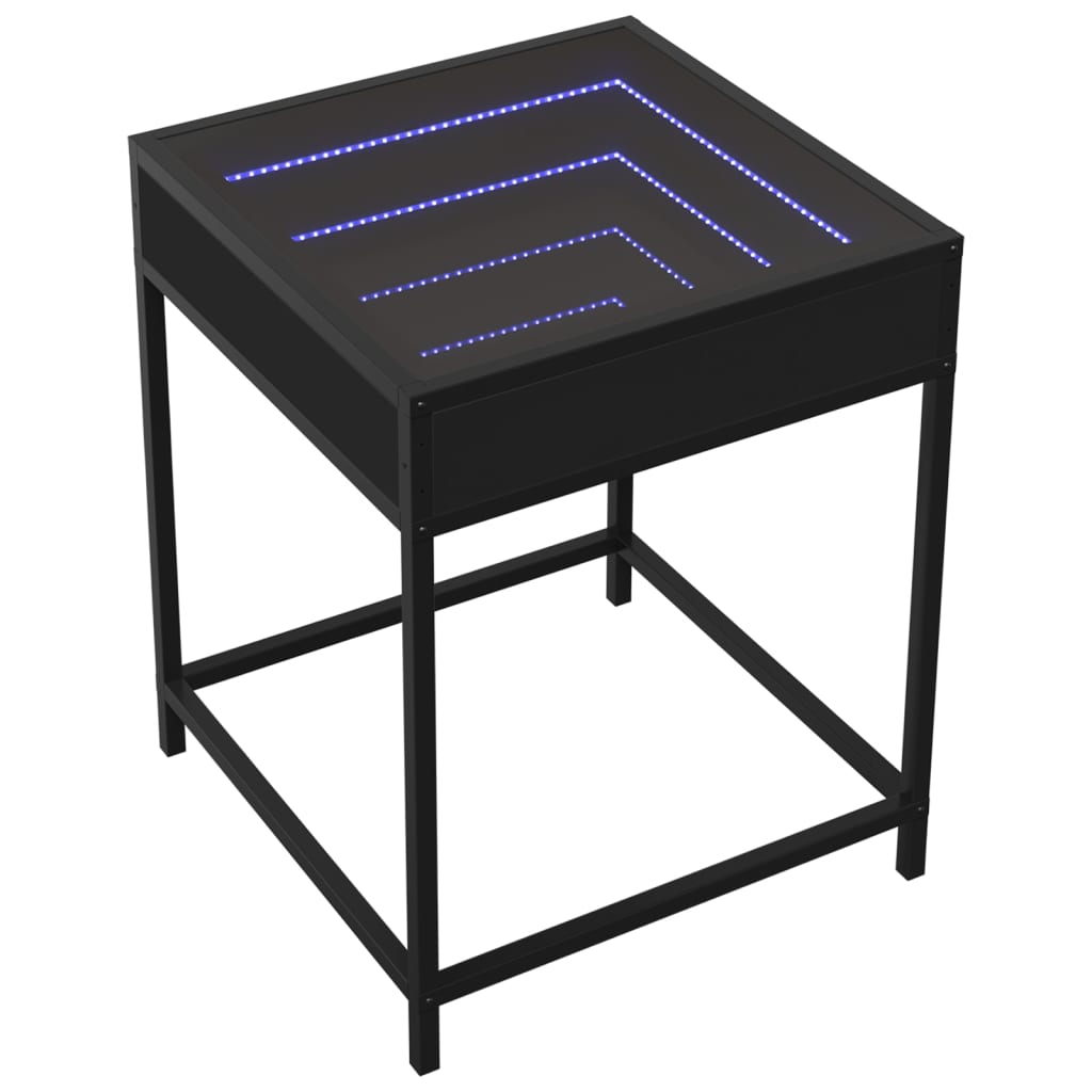 Table basse avec LED Infinity noir 40x40x51 cm