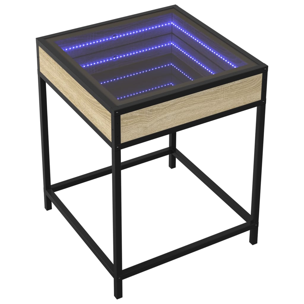 Table basse avec LED Infinity chêne sonoma 40x40x51 cm