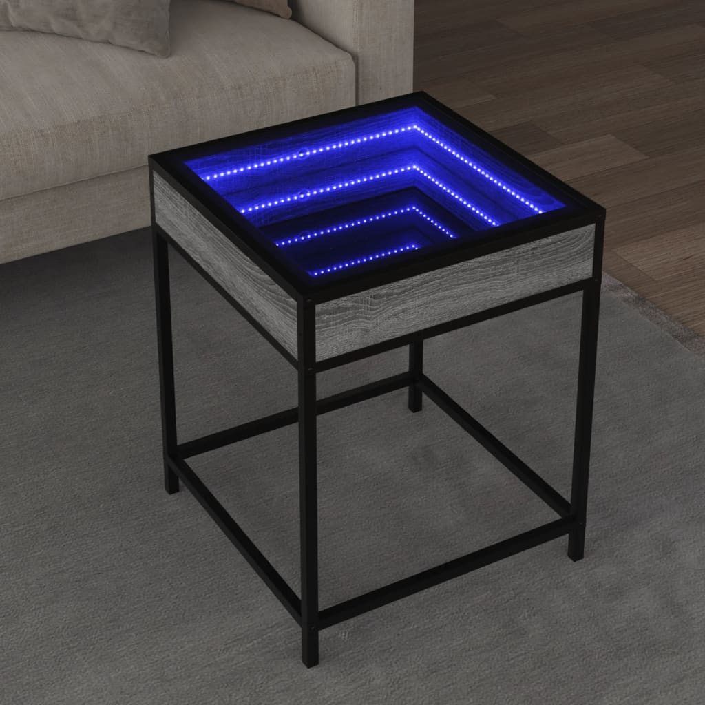 Table basse avec LED Infinity sonoma gris 40x40x51 cm