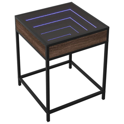 Table basse avec LED Infinity chêne marron 40x40x51 cm