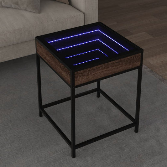 Table basse avec LED Infinity chêne marron 40x40x51 cm