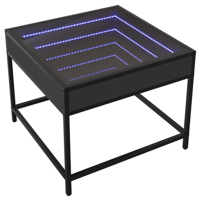 Table basse avec LED Infinity noir 50x50x41 cm