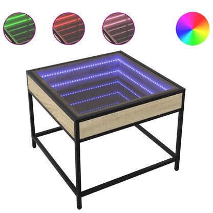 Table basse avec LED infini chêne sonoma 50x50x41 cm